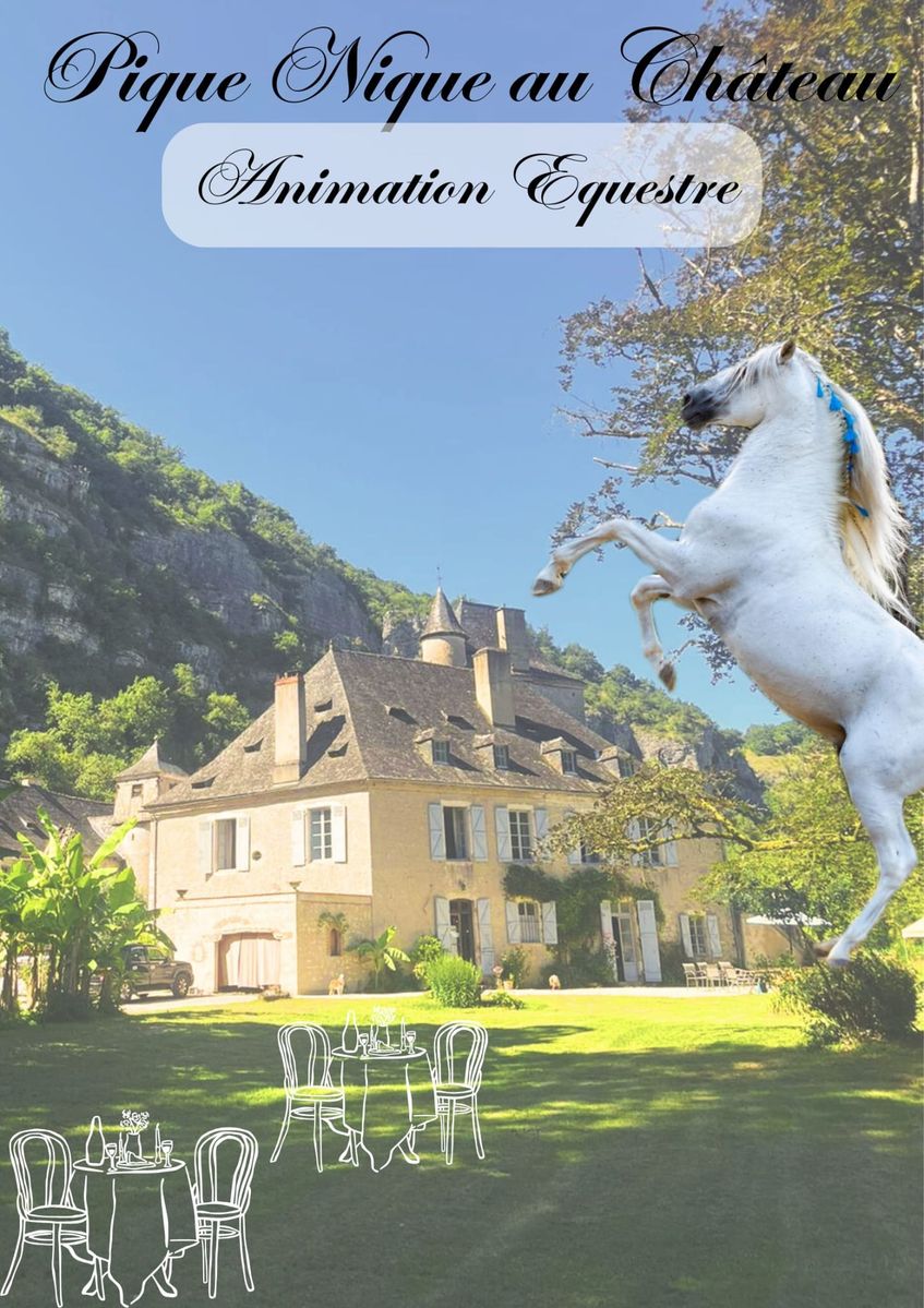 Diner champêtre dans le parc avec une animation équestre