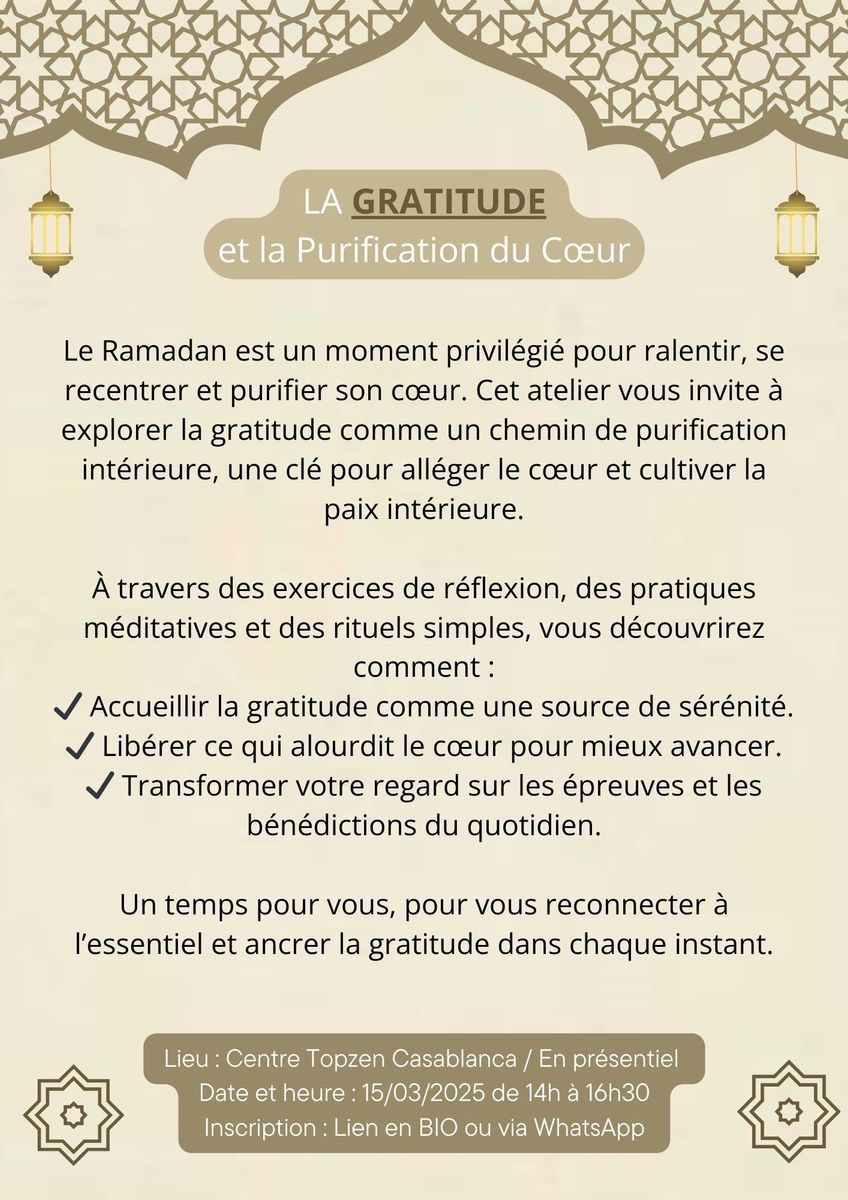 La Gratitude et la Purification du Cœur