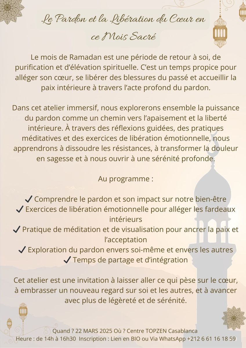 Le Pardon et la Libération du Cœur en ce Mois Sacré